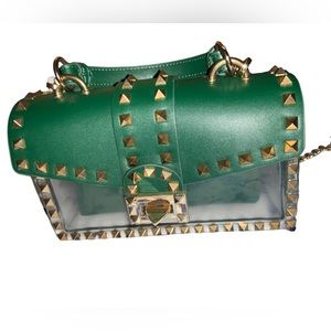 Most Wanted Green Studded Clear Crossbody Purse - NWT